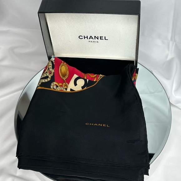 Chanel Authentic Logo Scarf 33x34 with Box - Picture 4 of 13